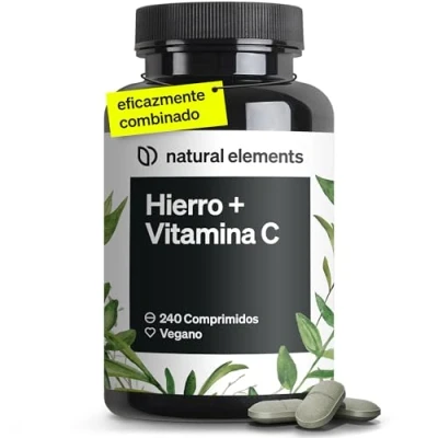 Imagen de Suplemento de hierro con 40mg Vitamina C bisglicinato 240 comprimidos veganos complejo quelato buena tolerancia alta dosificación, sin aditivos innecesarios﻿