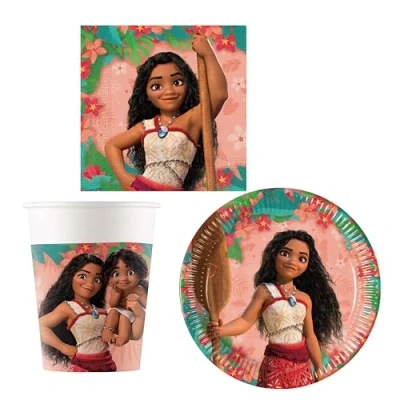 Imagen de Procos Set de fiesta Moana varias piezas para cumpleaños infantiles o fiestas temáticas, decoración mesa