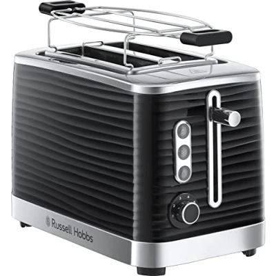 Imagen de Russell Hobbs Tostadora Inspire, 2 Ranuras Cortas y Anchas, Tostador para Rebanadas, Bandeja Recogemigas, Calientapanecillos, Función Cancelar Descongelar, Plástico Texturizado, Negro, 24371 56