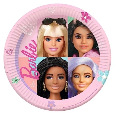 Imagen de amscan 9915482 66 Platos de fiesta papel con licencia oficial Barbie Sweet Life, rosa, 23 cm