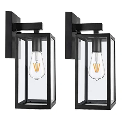 Imagen de Moddeny Industrial Retro Luces de pared para exteriores Montaje en Porche Accesorios Aluminio 10 &quot;Aplique granja IP44 Faroles vidrio a prueba agua