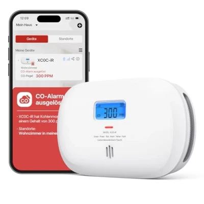 Imagen de X Sense Detector Inteligente de monóxido Carbono XC0C iR, Alarma CO con Pantalla Digital LCD, portátil para Viajes, Paquete 1 Unidad
