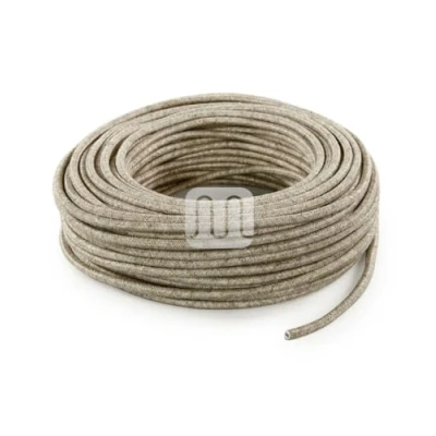 Imagen de Merlotti 20339 Cable eléctrico redondo H03VV F 2 x 0,75, lienzo beige, 3 m