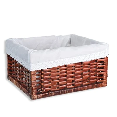 Imagen de HERSIG Pongotodo Mimbre Natural Cesta Rectangular con Forro, sin Asas 34 x 28 18 cm Color Marrón