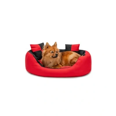 Imagen de lionto Cama para perros 4 en 1 cojín cesta con reversible (S) 65x50 cm rojo/negro