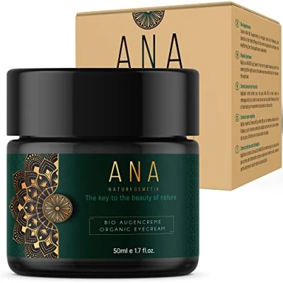 Imagen de BIO cuidado de los ojos con aloe vera crema anti envejecimiento contra las arrugas y ojeras ácido hialurónico para hombres mujeres 50ml ANA Naturkosmetik Made in Germany