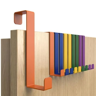 Imagen de Menz ganchos para puerta, juego de 10 unidades, coloridos puerta acero inoxidable, perchero universal colgar en la resistente