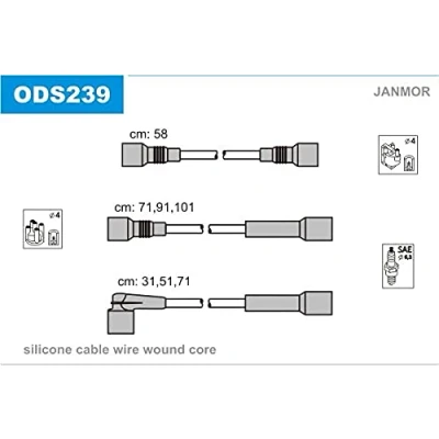 Imagen de JANMOR ODS239 Juego de Cables Encendido OPEL: Omega A Berlina