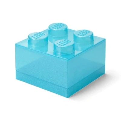Imagen de Room Copenhagen LEGO Ladrillo de almacenamiento con 4 perillas, color azul claro, caja apilable plástico tapa para niños y adultos, organizador escritorio