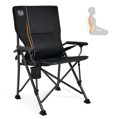 Imagen de TIMBER RIDGE Silla de Acampada Plegable Ergonómica con Bolsa Transporte Posavasos para Exteriores Resistente Soporte 150 kg