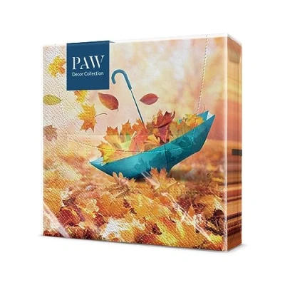 Imagen de PAW Servilletas de Papel 3 Capas (33 x 33 cm) 20 Unidades Decorativas con Temática Otoño Diseño Hojas Ideal para Decoración Otoñal y Eventos Color: Umbrella Leaves