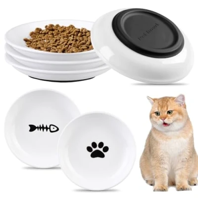 Imagen de BORDEAG Juego De 6 Cuencos Cerámica para Gatos, Comedero Gato, Gatos con Base Goma Antideslizante Ceramica Cuenco Gato Comederos