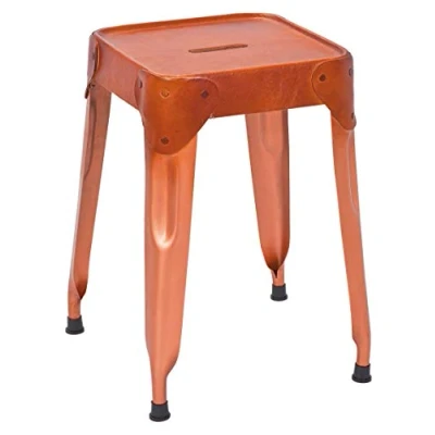 Imagen de Inter Link Juego de 4 taburetes Metal Cobre Asiento Cuero Reema