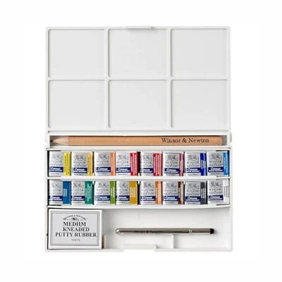Imagen de Winsor &amp; Newton acuarela Cotman Caja de Sketcher Deluxe set 16 medio godets, colores surtidos