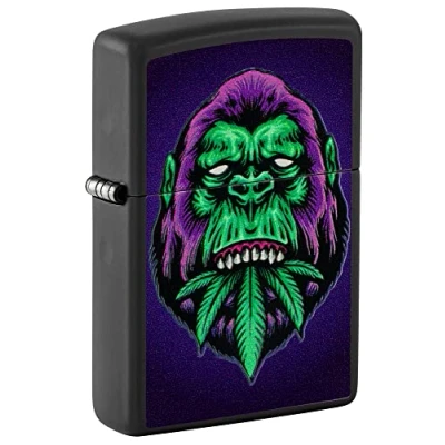 Imagen de Zippo Black Light Cannabis Gorilla Design Matte Pocket Lighter