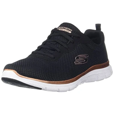 Imagen de Skechers Flex Appeal 4.0 Brilliant View Regular, Zapatillas Mujer, Black Mesh Rose Gold Trim, 36.5 EU