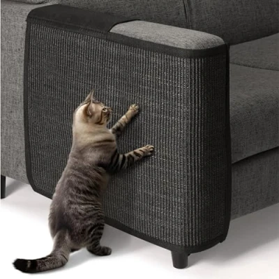 Imagen de Navaris Rascador para Gatos Protector Esquina Derecha de sofá o sillón Afilador uñas sisal Mascotas el Lado Derecho en Negro 50 x 70 cm