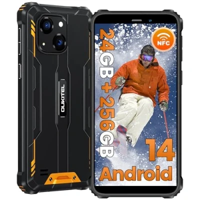 Imagen de OUKITEL WP32 Pro Móvil Rugerizado 24GB+256GB/1TB Movil Irrompible Android 14, 6.0&quot; HD+Movil Resistente, 6300mAh Batería Teléfono Movil, Cámara 20MP+5MP, NFC/Face ID/GPS/OTG/4G Dual SIM/95dB Altavoz