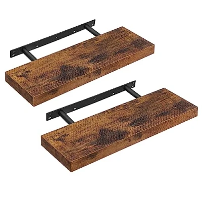 Imagen de VASAGLE Estante de Pared, Juego 3, Flotante, 20 x 60 3,8 cm, Balda Pared para Marcos Fotos, Decoración, Salón, Estudio, Cocina, Marrón Rústico LWS26BX 3