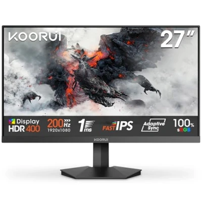 Imagen de KOORUI G2711P Monitor Gaming Full HD 27 Pulgadas, GTG 1ms, 200Hz, IPS, 1080P, HDR400, Adaptive Sync, DP 1.4, 2xHDMI 2.0, Inclinación, Eye Care, VESA