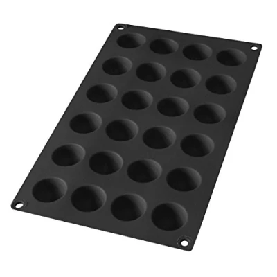 Imagen de Lékué Molde repostería Mini Semiesfera, silicona platino Negro, 24 cavidades