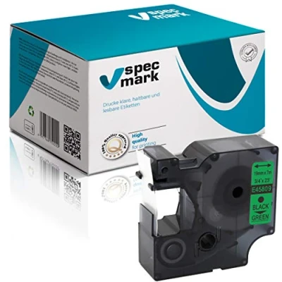 Imagen de specmark compatible para DYMO D1 45809 cinta de escritura 19 mm x 7 m negro sobre verde (S0720890) con impresoras LM Label Manager LP Point LW Writer DUO