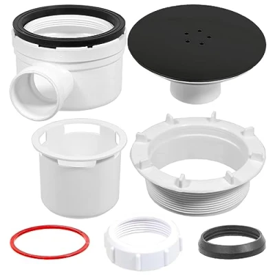 Imagen de SPARES2GO Trampa de ducha para bandeja 90 mm, agujero tapón drenaje 1.5 pulgadas, kit base cúpula desagüe (negro)