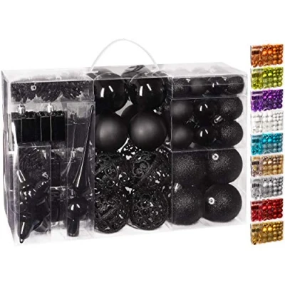 Imagen de BRUBAKER 101 piezas de Bolas Navidad con Copas árboles Color Negro