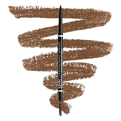 Imagen de NYX Professional Makeup lápiz de cejas perfectas Micro Brow Pencil, Dos lados: cepillo espiral y automático, Fórmula vegana, Tono: Ash Brown