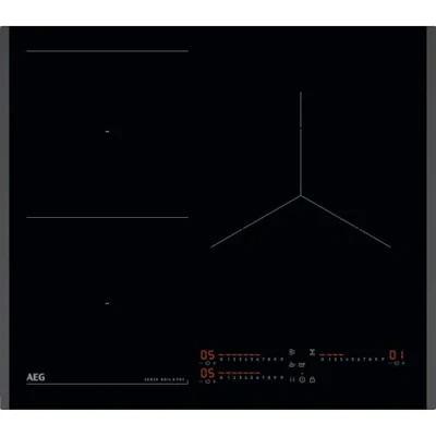 Imagen de AEG TI63IQ3BFB Placa de Inducción, 60 cm, 3 Zonas Cocción, SenseBoil &amp; SenseFry, FlexiPuente, Sistema Hob2Hood, Función PowerBoost y Pausa, Controles Deslizantes Independientes, Negro