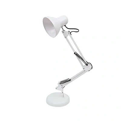 Imagen de BEL AIR HOME Lámpara de Escritorio LED Vintage Retro Articulada Flexo Antigona Ajustable para Estudio y Lectura Iluminación E27, Blanco, Metal