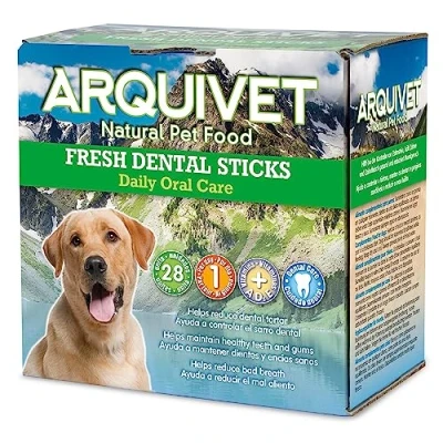Imagen de Arquivet Fresh Dental Sticks Snacks dentales Perros Sabor Menta Caja Verde, 28 Unidad (Paquete de 1)