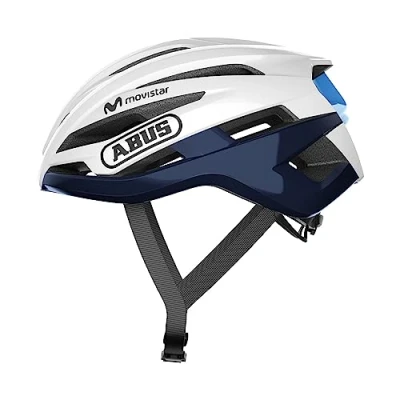 Imagen de ABUS StormChaser Casco de bicicleta ligero y cómodo Para ciclismo deportivo profesional hombre mujer Blanco / Azul, talla S