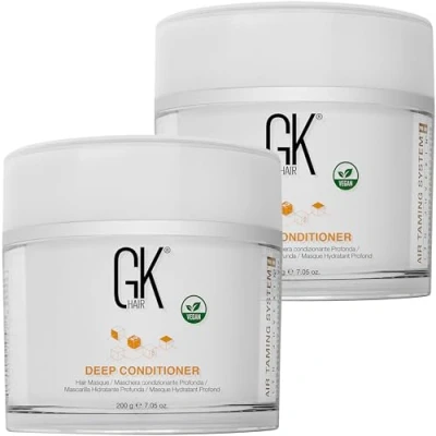 Imagen de GK HAIR Global Keratin Deep Conditioner Masque 200g(Pack of 2) Tratamiento de reparación hidratante intenso para cabello seco y dañado tratado con color, fórmula restauración del