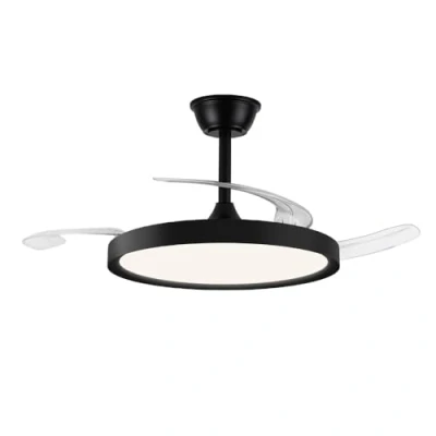 Imagen de Ventilador De Techo Cristalrecord Led Polaris Regulable Con Control Remoto 43w 3cct 4430lm Ip20 Ø106cm Negro