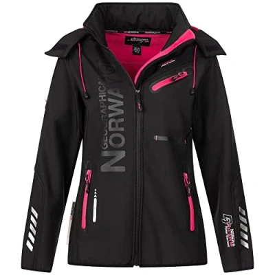Imagen de Geographical Norway Chaqueta de lluvia funcional para mujer IMS Edition Sport impermeable en paquete con gorro urbandreamz Beanie S M L XL XXL, Rev Black,