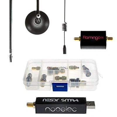 Imagen de NESDR SMArt v4 RTL SDR Essentials Starter Kit Incluye todo para Comenzar con Radio Definida por Software, incluido Premium, Filtro de Banda FM Flamingo, 3 Antenas, 10 Adaptadores y Estuche