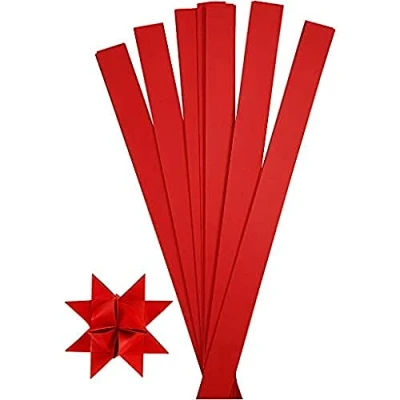 Imagen de Tiras de papel estrellas , A: 10 mm, dia: 4,5 cm, rojo, 100ud