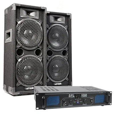 Imagen de Max MAX28 Pack de Altavoces para DJ, Incluye Amplificador, Amplificador 1000 vatios, 2 con MAX28, Discoteca PA, Sistema DJ