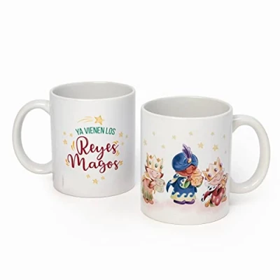 Imagen de Mopec G825.1 Taza de cerámica con diseño los Tres Reyes Magos Pit&amp;Pita, White, One Size