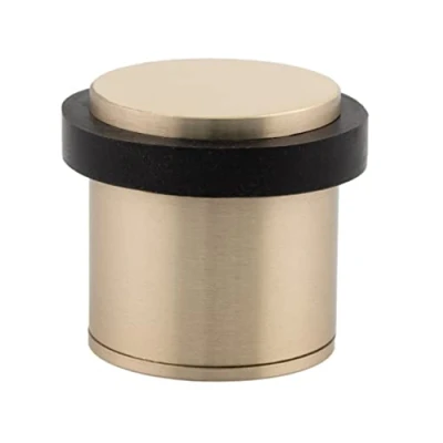 Imagen de Tope de Puerta 28 x 30 mm Base Roscada Laton Incluye Tornillo + Taco Sujeción EVI Herrajes (Laton Mate Goma Negra)