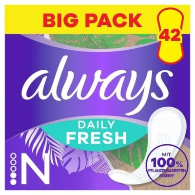Imagen de Always Daily Fresh Salvaslips Long con fibras 100% a base de plantas (38 unidades)