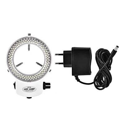Imagen de Microscopio Cámara 144 LED Perlas Fuente de luz Brillo Lámpara Anillo Ajustable(Blanco, EU Plug 220V)