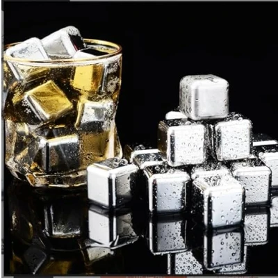 Imagen de Wenrescry Cubitos de hielo acero inoxidable 304 reutilizables congelación rápida con pinzas silicona para bebidas, cócteles y más