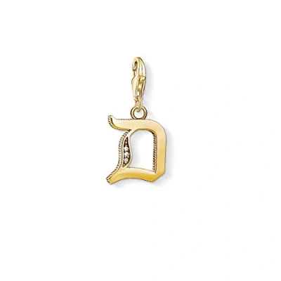 Imagen de Thomas Sabo Colgante de Mujer, Plata Ley 925 con Circonitas Blancas, Dorado, 6 cm, Letra D