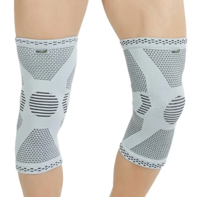 Imagen de NEOtech Care Rodillera de fibra bambú, marca Material ligero, elástico, cómodo y transpirable Para hombre o mujer Rodilla derecha izquierda Gris (Talla M, 2 Unidades)