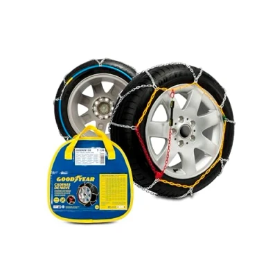 Imagen de Goodyear Juego de 2 Cadenas Nieve Metálicas para Coche 9 mm, Talla 130, con Tensor Automático