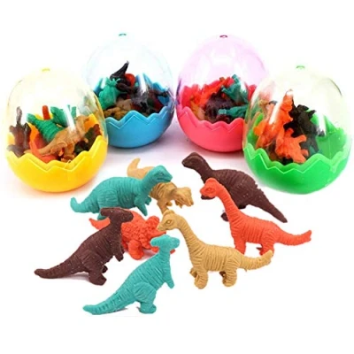 Imagen de Xrten 24 Pcs huevos de dinosaurio con mini borrador goma Juguete para regalo fiesta cumpleaños niños