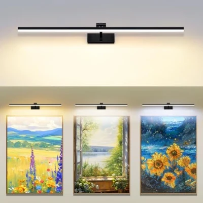 Imagen de MantoLite Luz de Espejo Con Temperatura Color Regulable, 80CM 16W Interior Iluminación para Cuadros y Expositores,Negro Cepillado Aplique pared Baño Lámparas LED Luces Lectura