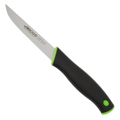 Imagen de Arcos Cuchillo Verduras Acero Inoxidable. Profesional para pelar Frutas y Verduras. Mango ergonómico polioximetileno Hoja 110 mm. Serie Duo. Color Negro Verde.